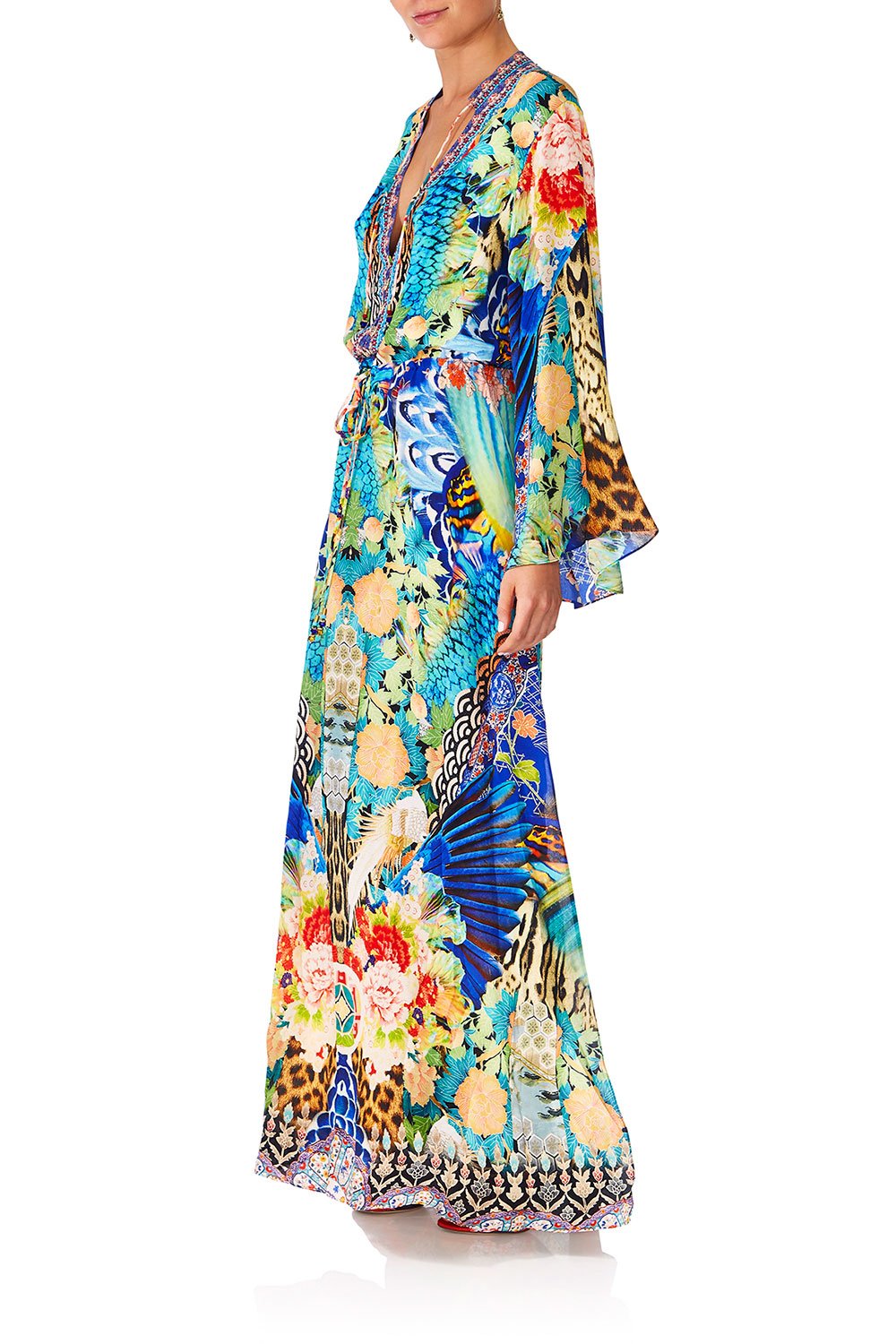 CAMILLA SPACE COWGIRL DRAWSTRING BUTTON UP DRESS