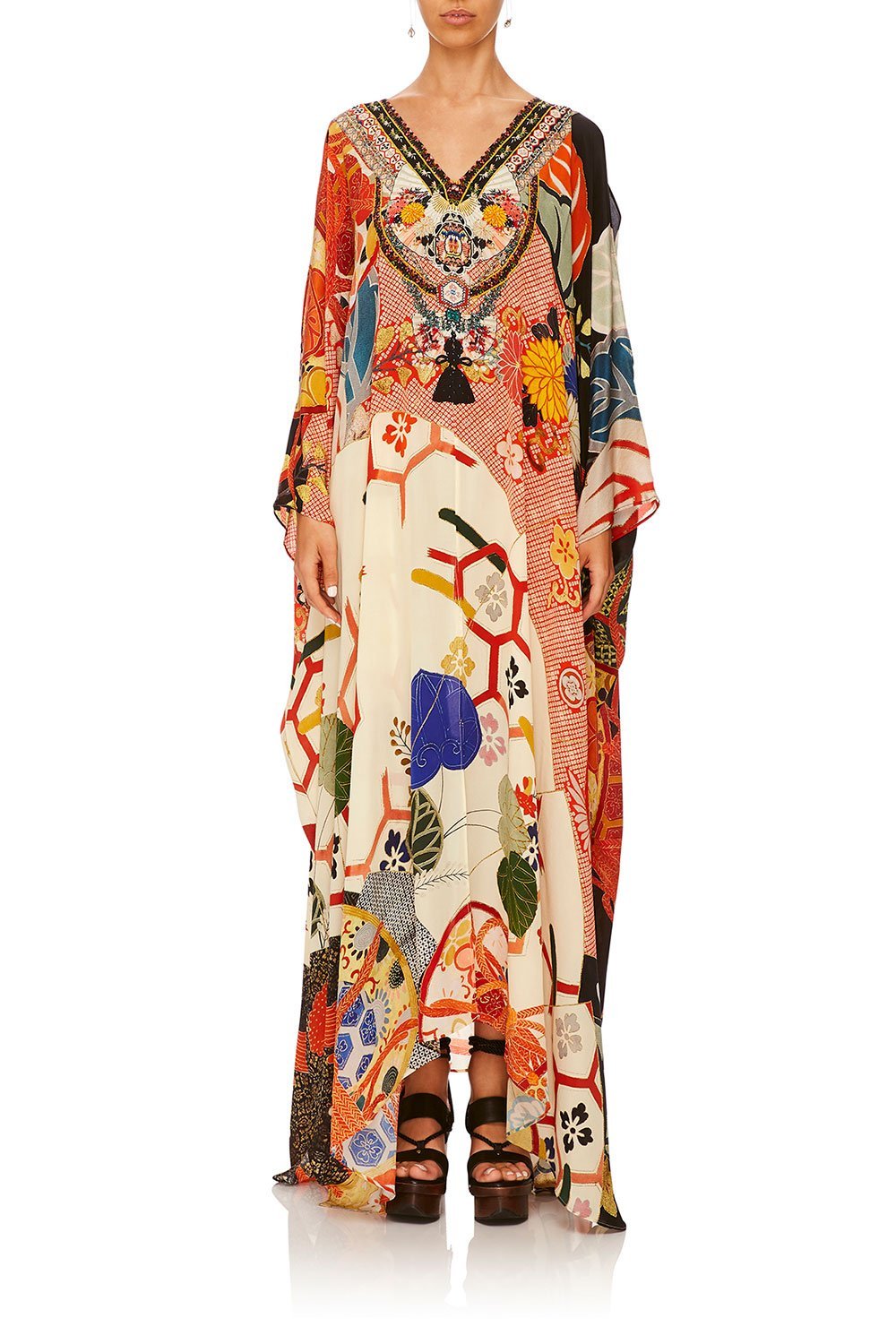 CAMILLA KISSING THE SUN SPLIT FRONT AND SLEEVE KAFTAN