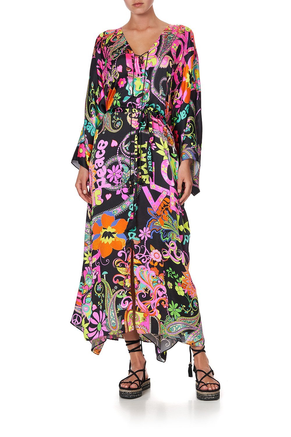 SPLIT HEM LACE UP KAFTAN PEACE LOVE AND HAIR