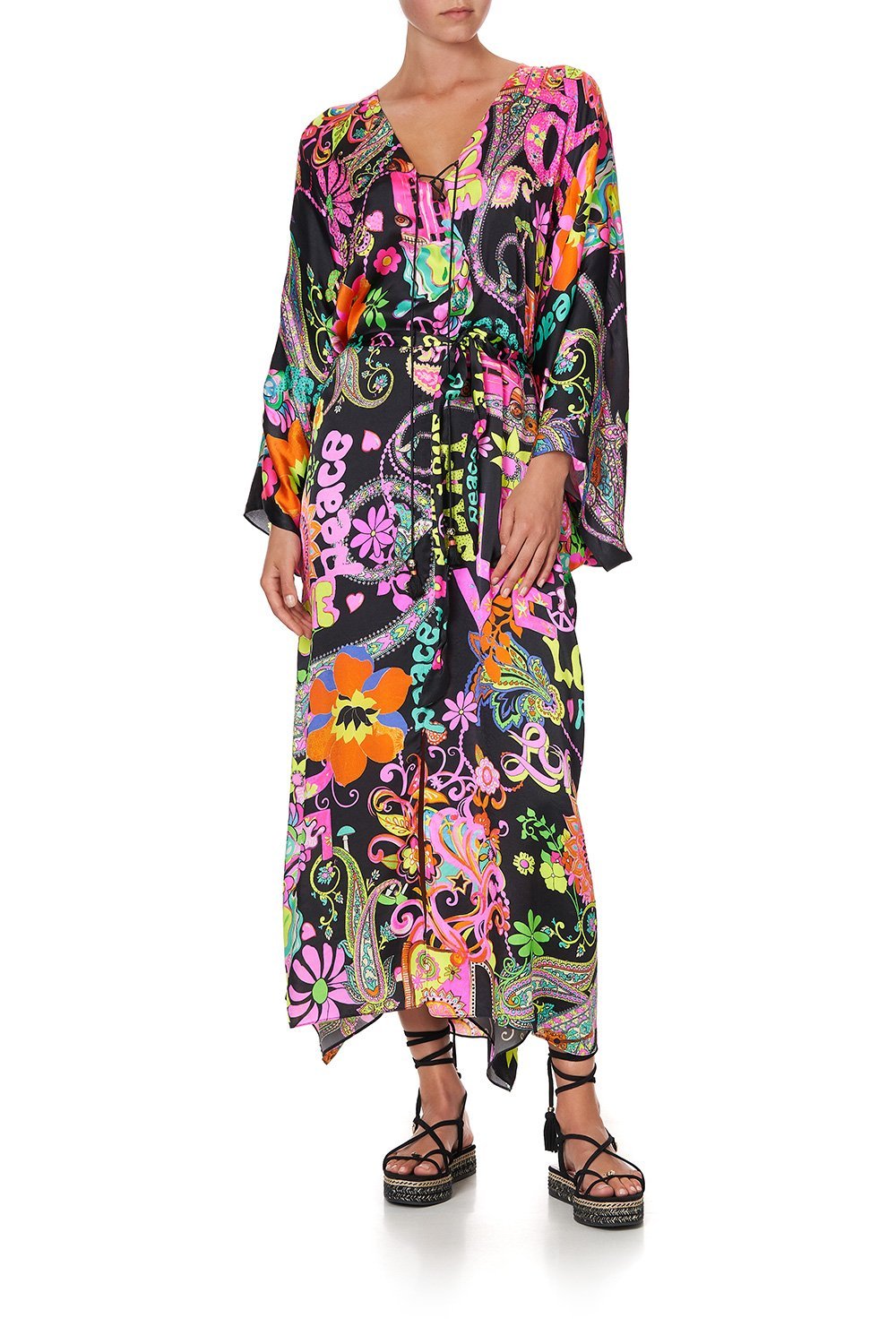 SPLIT HEM LACE UP KAFTAN PEACE LOVE AND HAIR