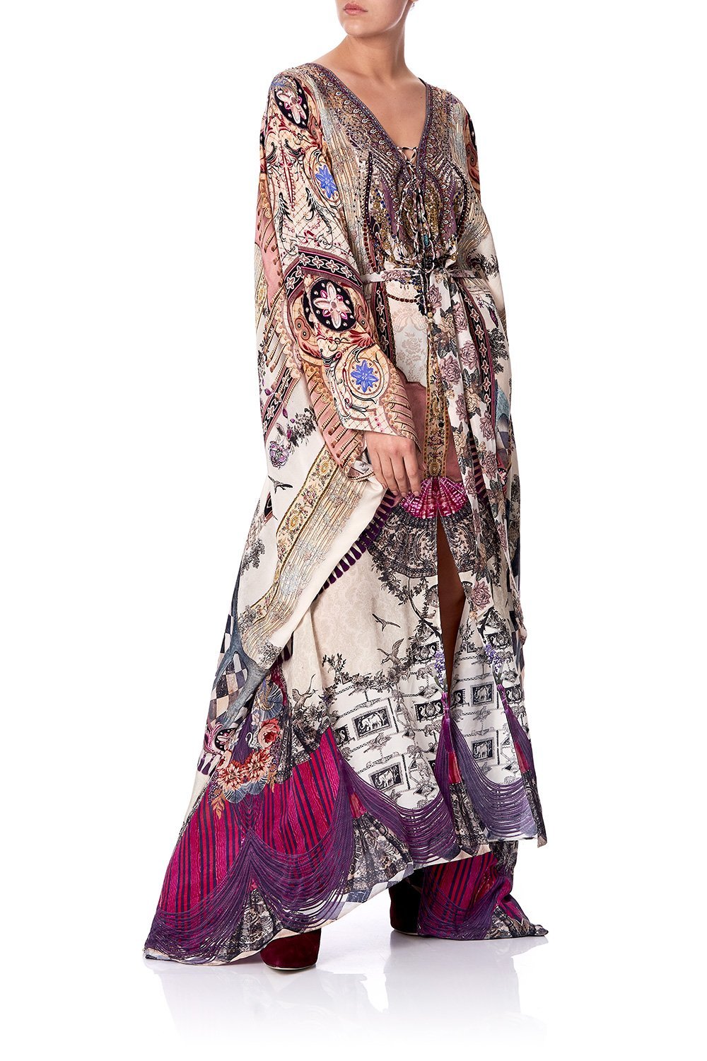 SPLIT HEM LACE UP KAFTAN VIOLET CITY