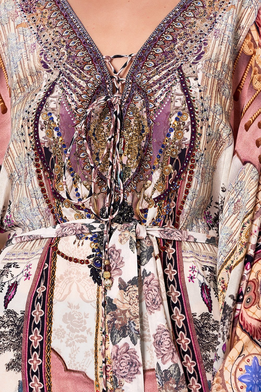 SPLIT HEM LACE UP KAFTAN VIOLET CITY