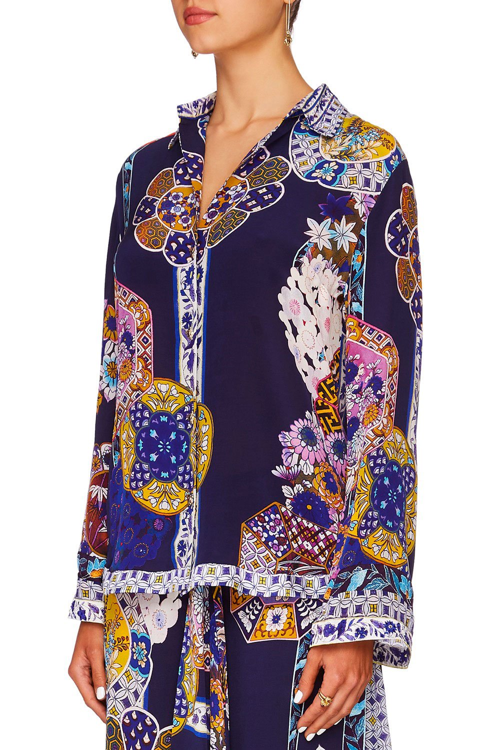 CAMILLA STAR GAZER BUTTON DOWN SHIRT W CONTRAST