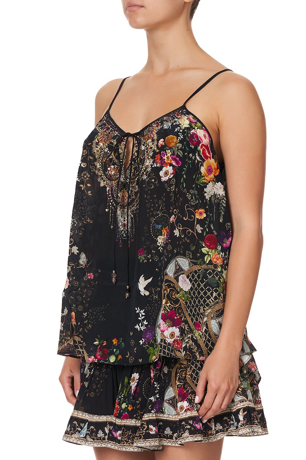 STRAP TOP WITH TIE FRONT DETAIL MIRROR MIRROR