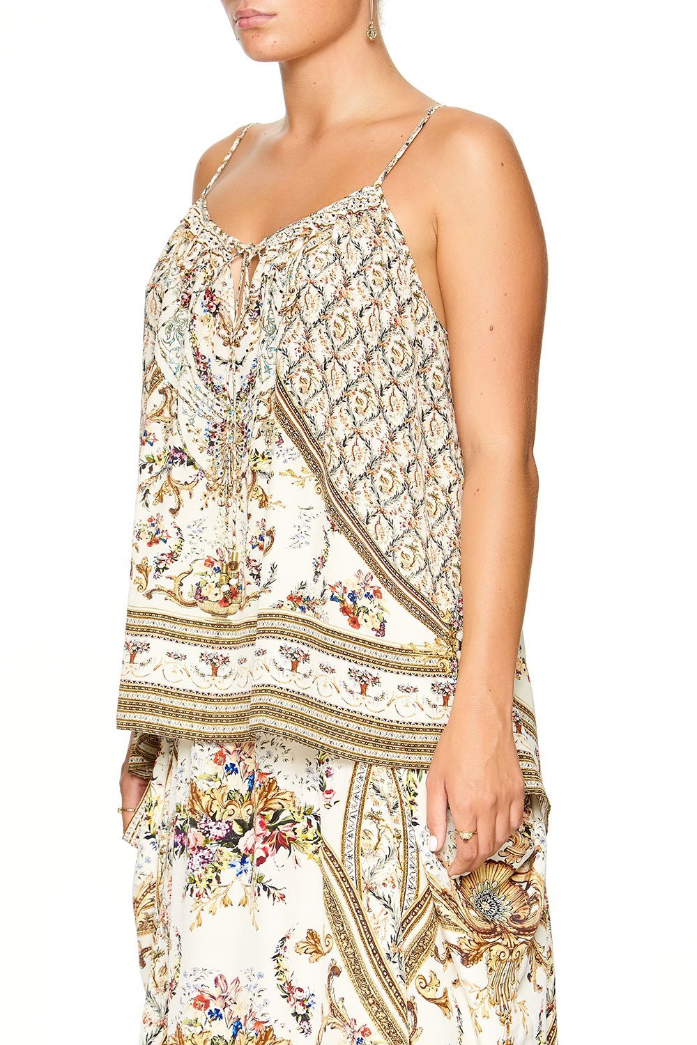 CAMILLA STRAP TOP WITH TIE FRONT DETAIL OLYMPE ODE