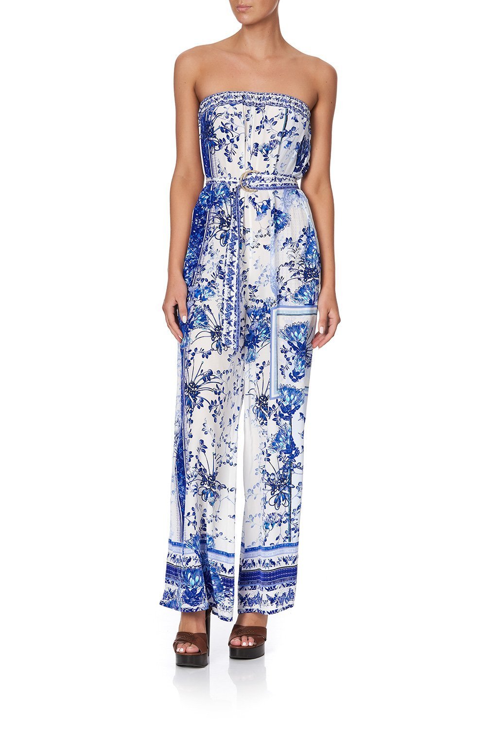 STRAPLESS JUMPSUIT WITH D RING BELT CARDS FROM THE COAST