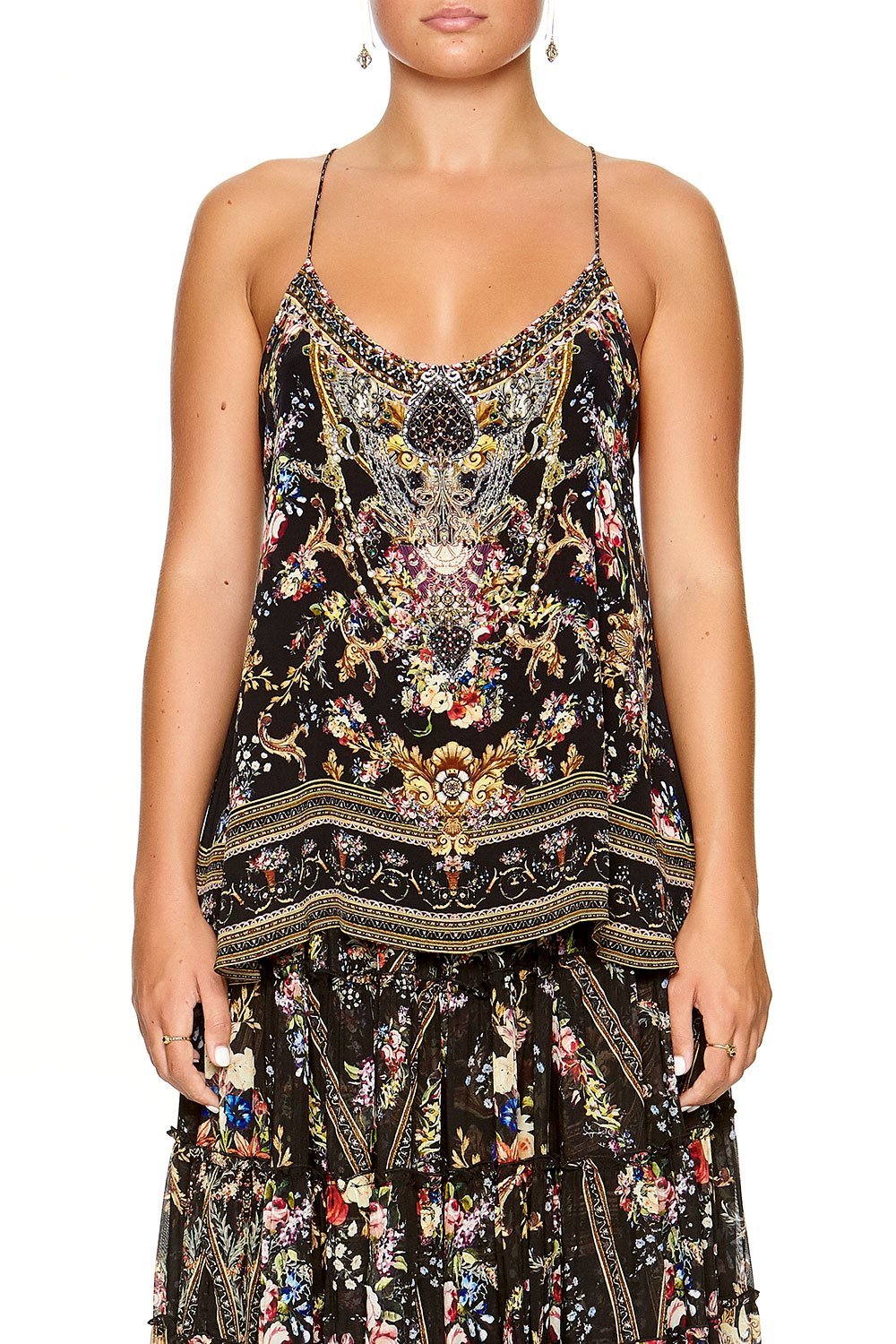 CAMILLA T-BACK SHOESTRING TOP FRIEND IN FLORA