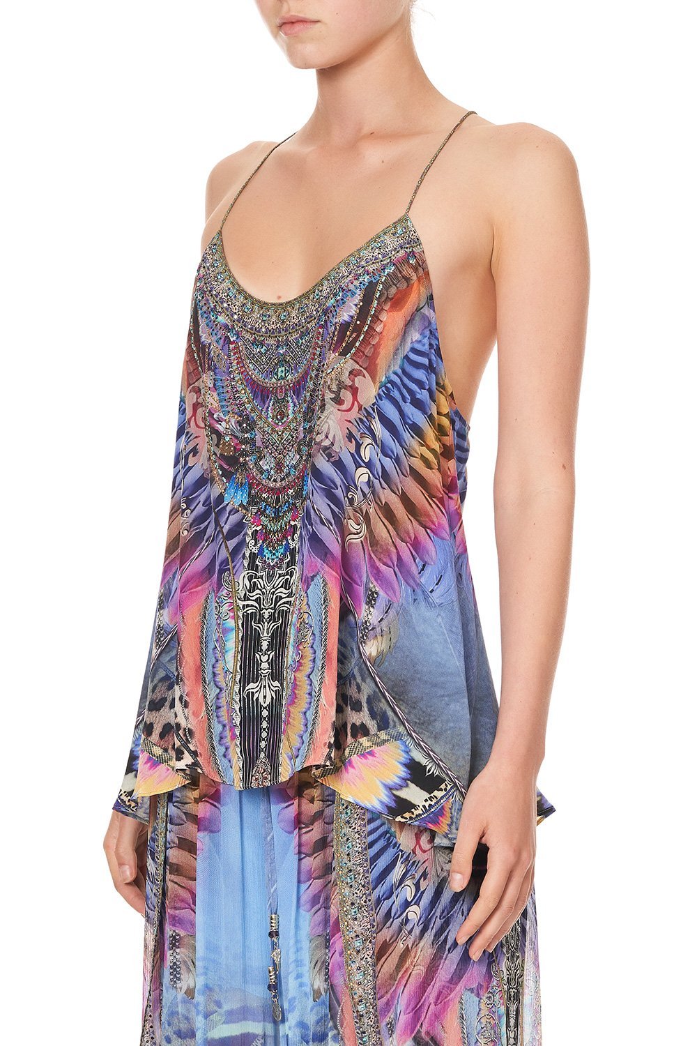 T BACK SHOESTRING TOP LOVE ON THE WING