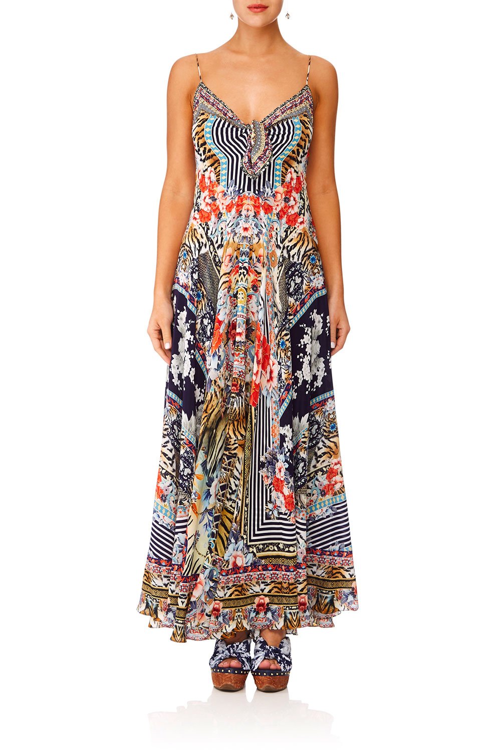 CAMILLA THE LONELY WILD LONG DRESS W TIE FRONT