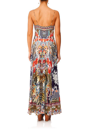 CAMILLA THE LONELY WILD LONG DRESS W TIE FRONT