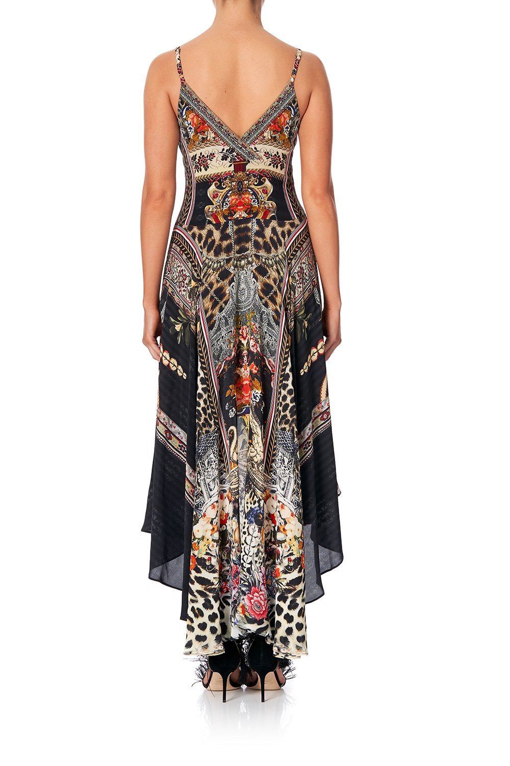 CAMILLA TIE DETAIL HIGH LOW DRESS MARAIS AT MIDNIGHT