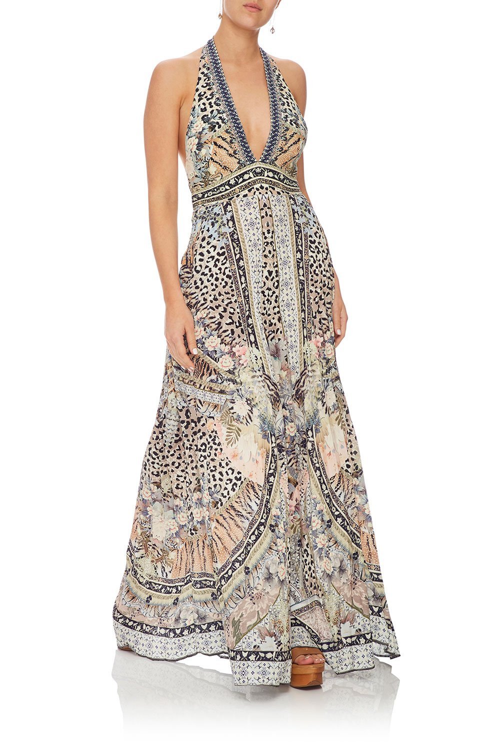 CAMILLA TIE NECK HALTER JUMPSUIT MOTO MAIKO