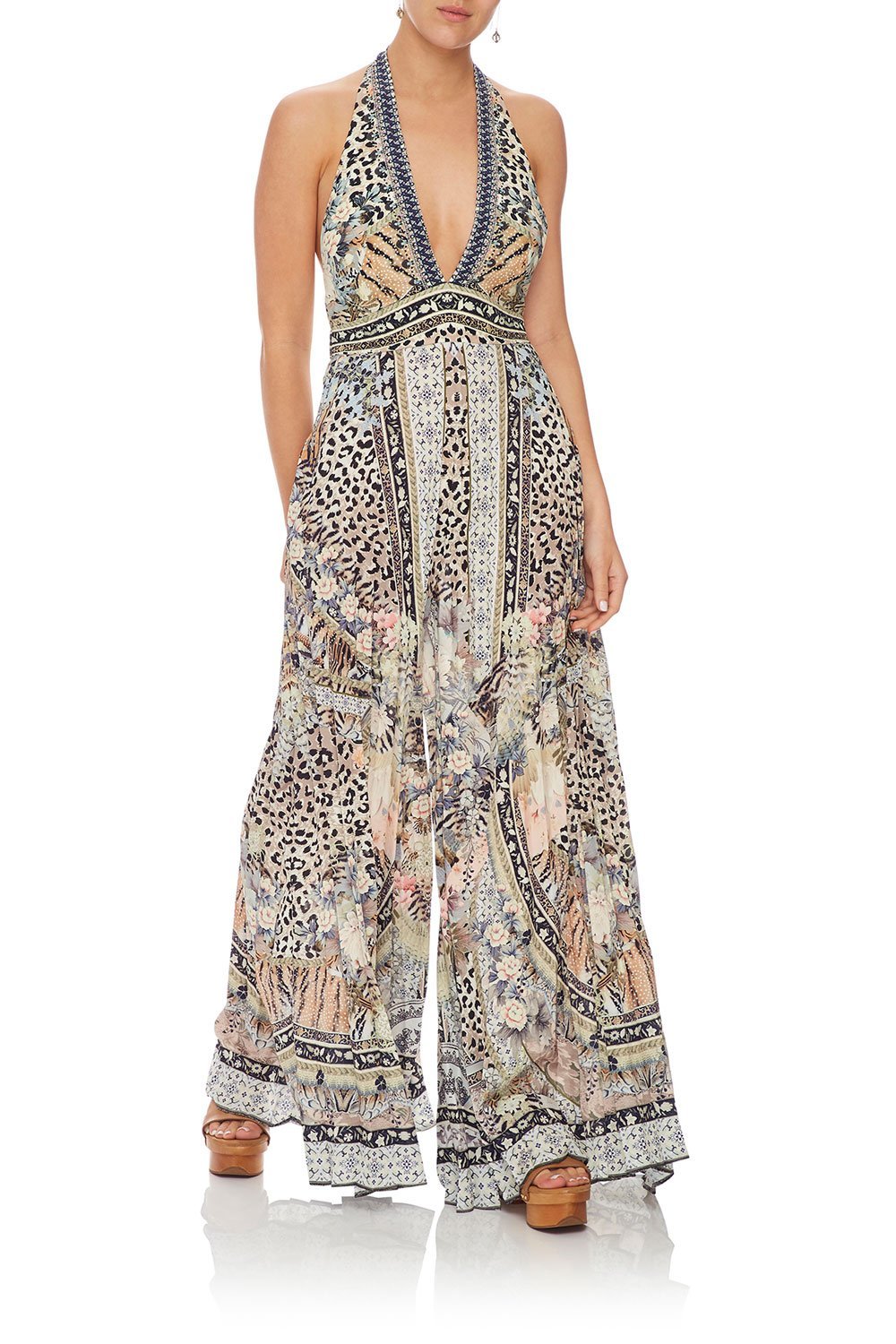 CAMILLA TIE NECK HALTER JUMPSUIT MOTO MAIKO