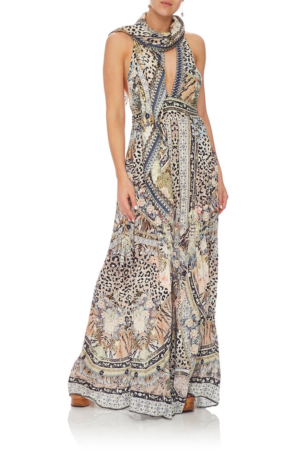 CAMILLA TIE NECK HALTER JUMPSUIT MOTO MAIKO