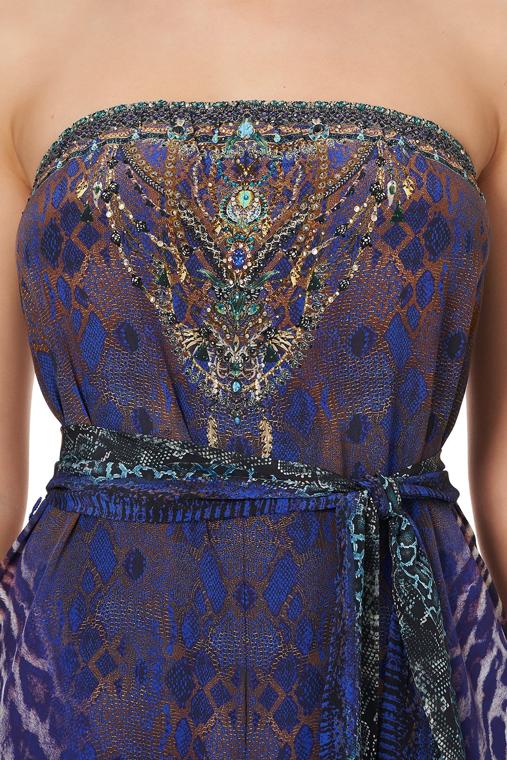 TIE WAIST STRAPLESS JUMPSUIT KOMODO QUEEN