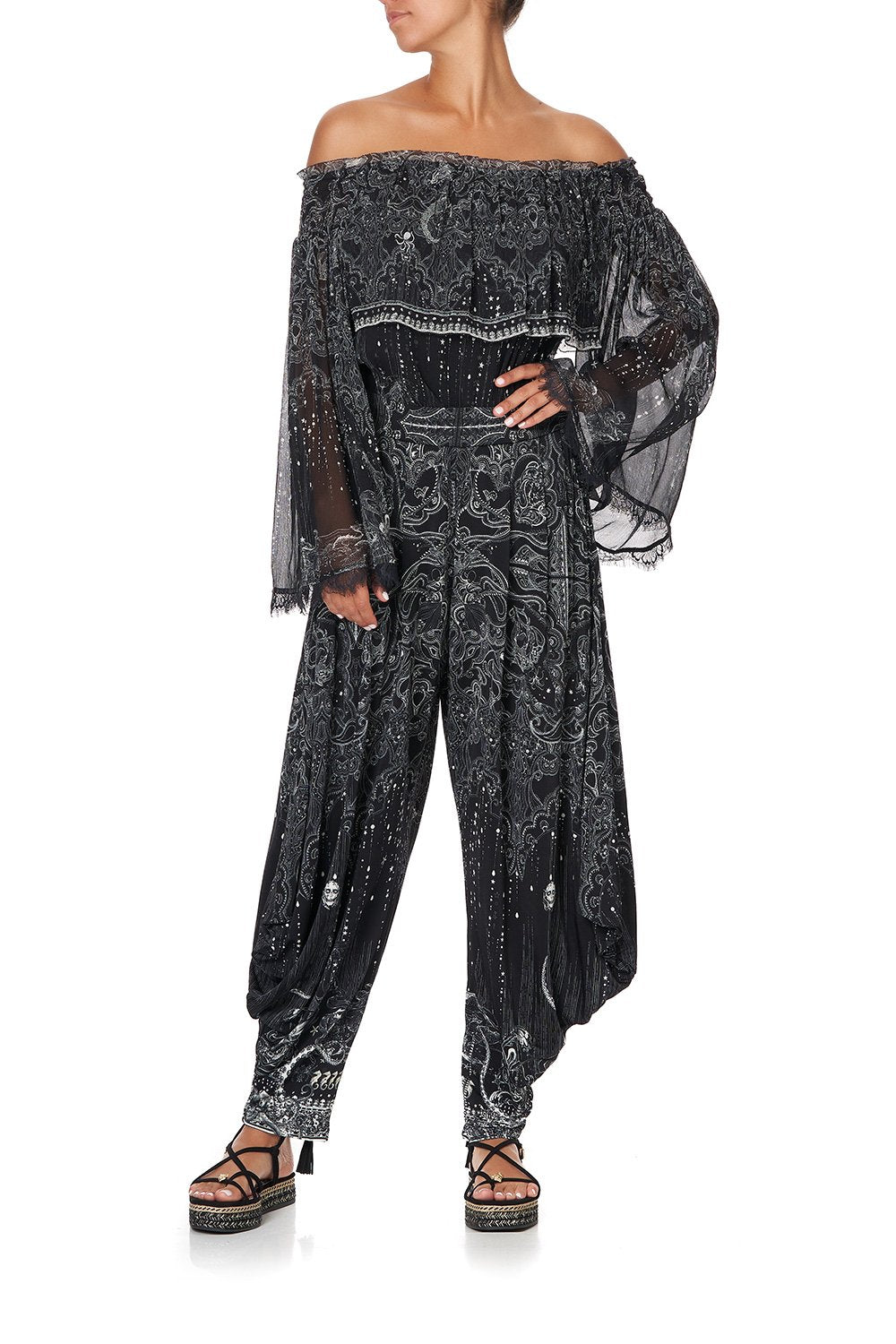 JERSEY DRAPE PANT WITH POCKET MIDNIGHT PEARL