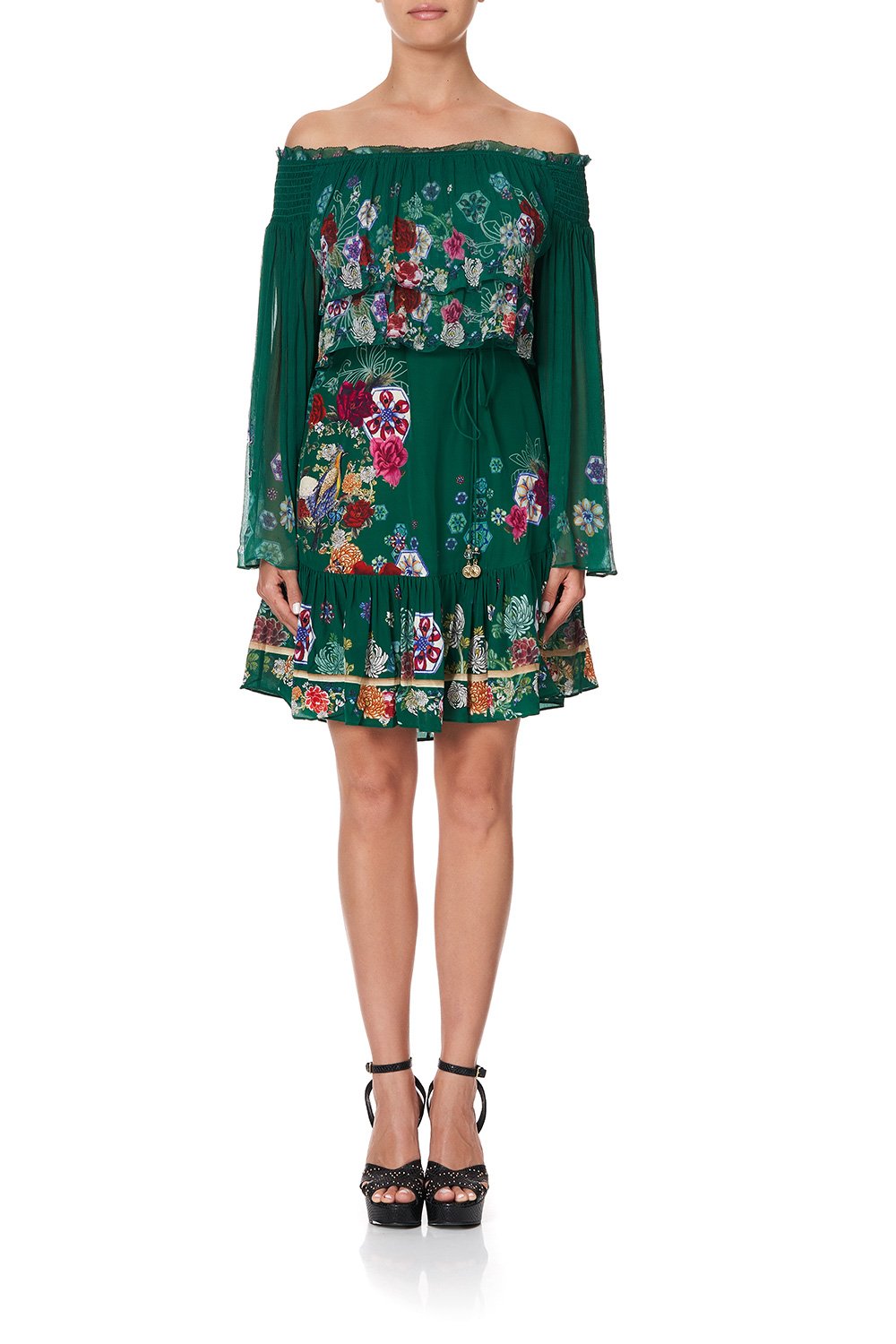 TIERED RUFFLE DRESS EMERALD'S ORBIT