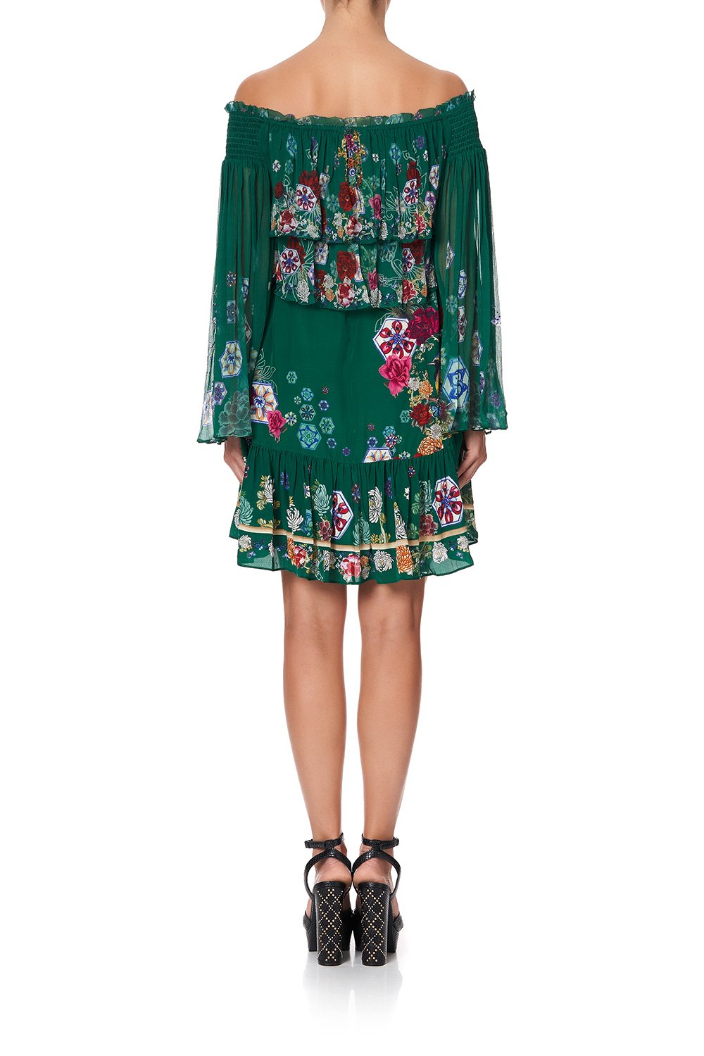 TIERED RUFFLE DRESS EMERALD'S ORBIT