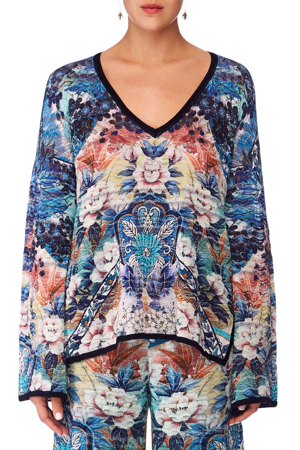 CAMILLA TOKYO TRIBE FANCY STITCH V NECK