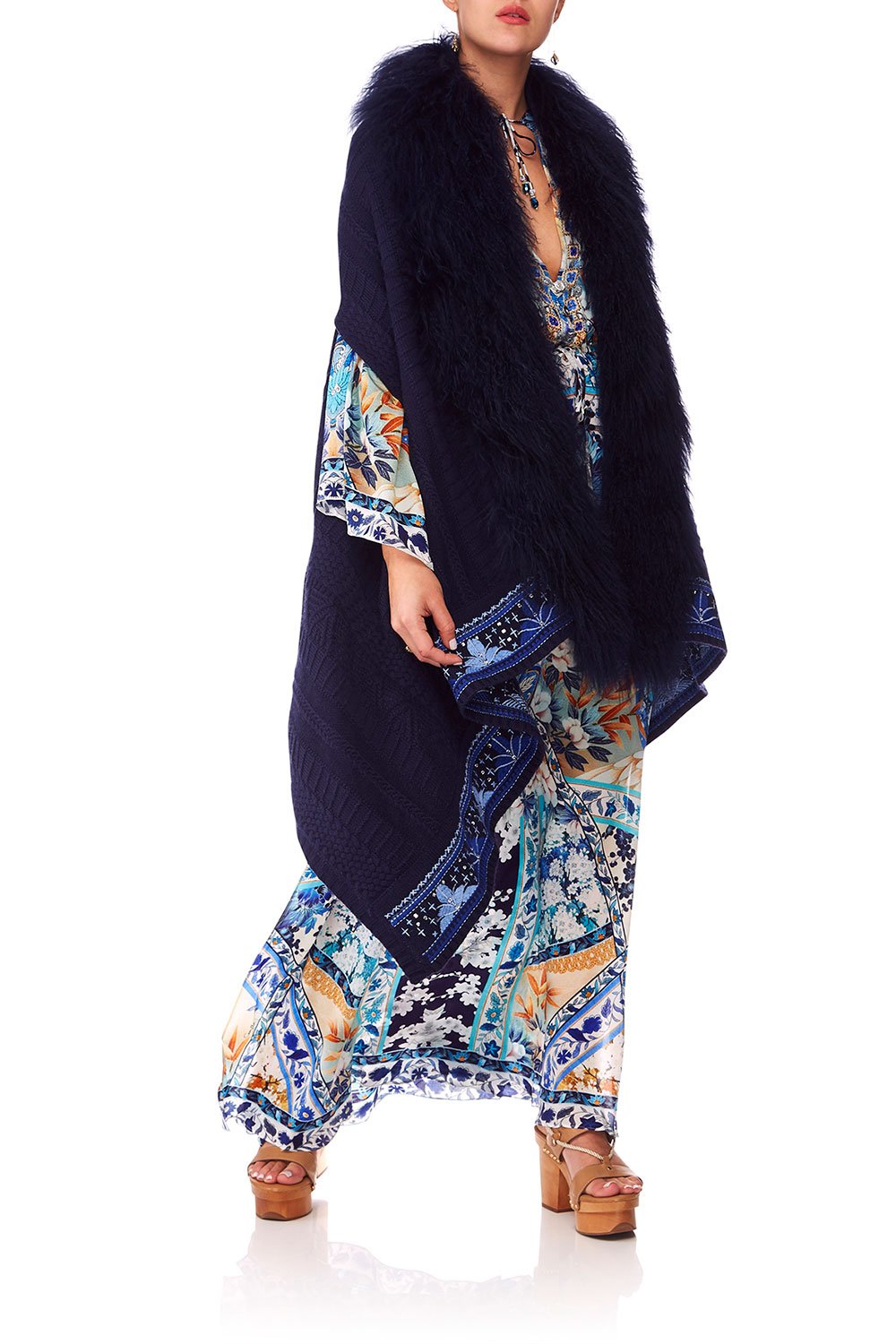 CAMILLA TOKYO TRIBE SHEARLING PONCHO