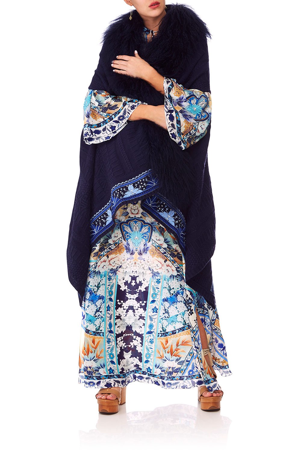 CAMILLA TOKYO TRIBE SHEARLING PONCHO