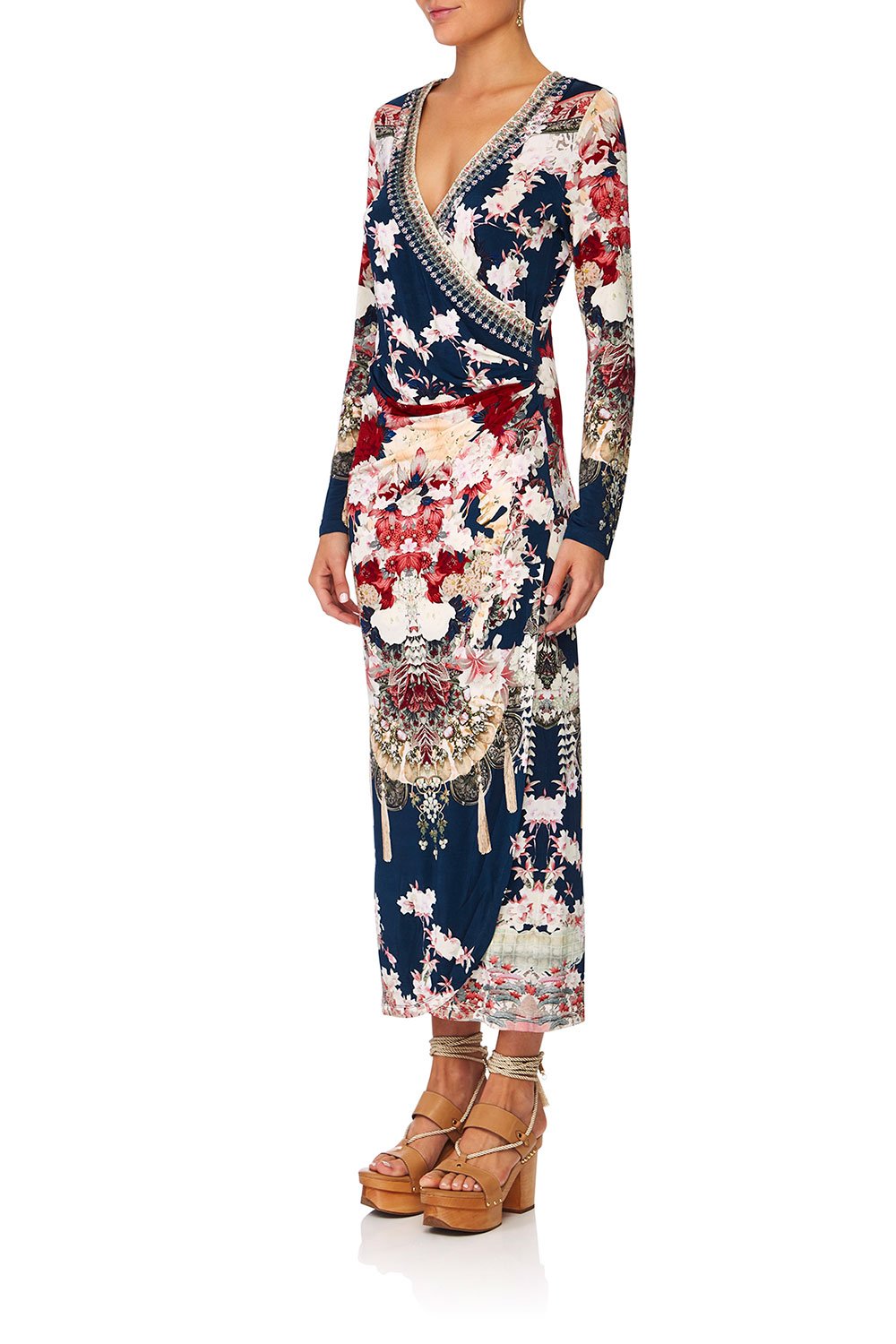 CAMILLA TWIN SHADOW WRAP DRESS W TIE