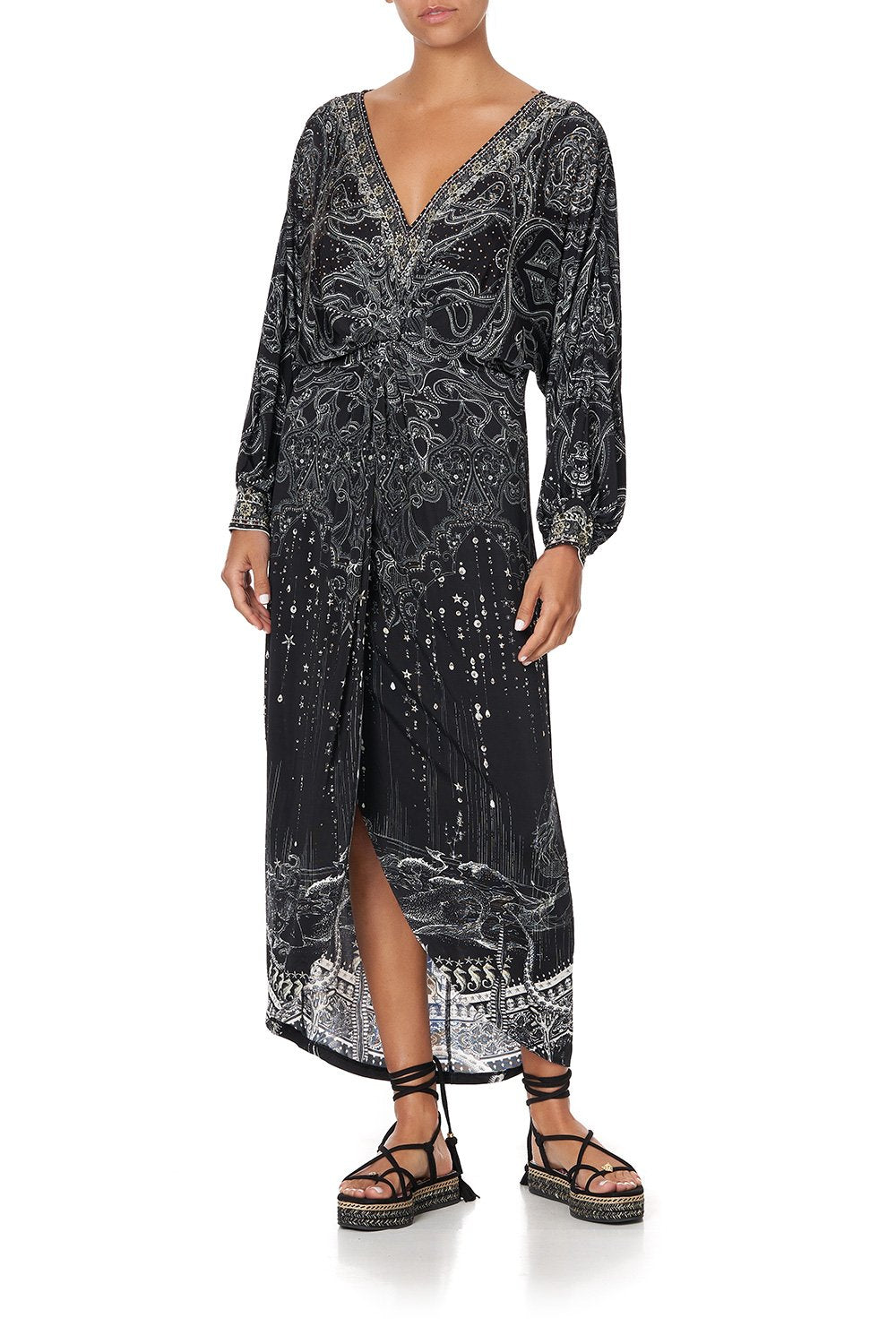 TWIST FRONT DRESS MIDNIGHT PEARL