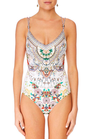 CAMILLA TWIST TIE ONE PIECE WITH TRIM TIME AFTER TIME