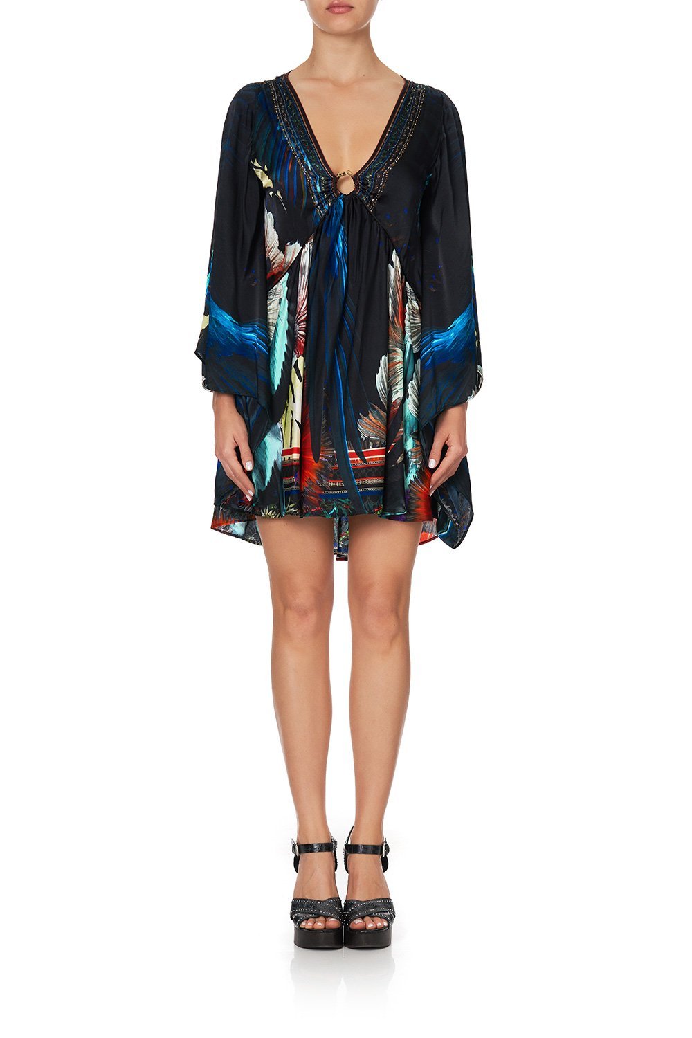 U-RING DRESS WITH KIMONO SLEEVE NIGHT FLIGHT