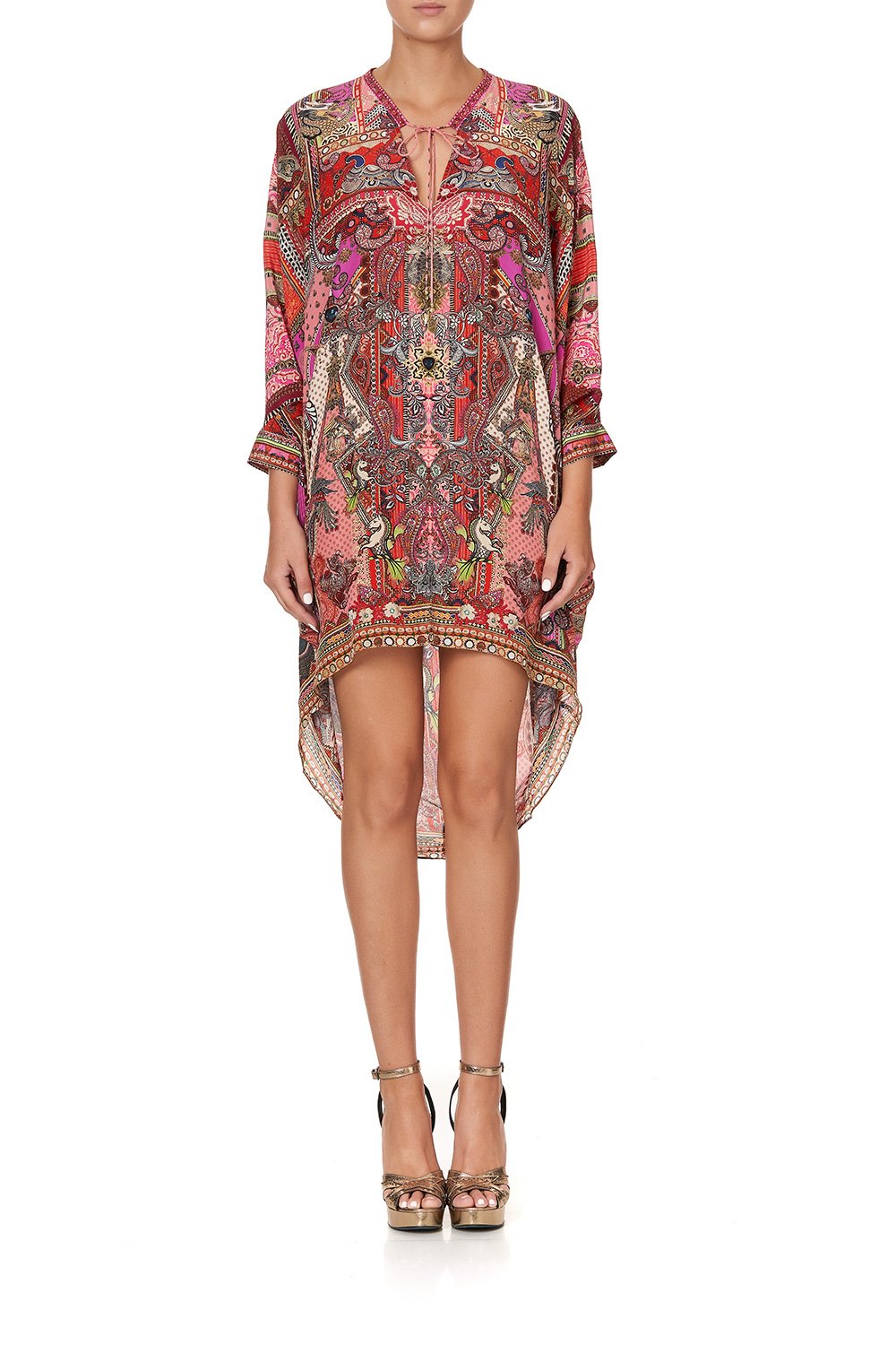 V-NECK DRESS WITH DRAPED BACK LOTUS LOVERS