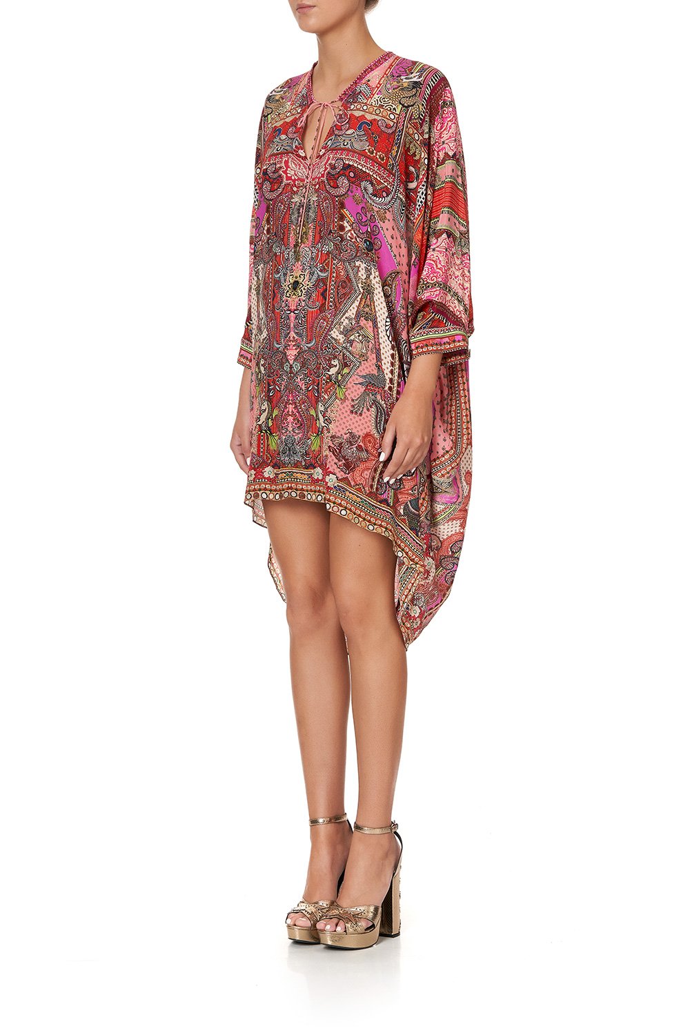V-NECK DRESS WITH DRAPED BACK LOTUS LOVERS