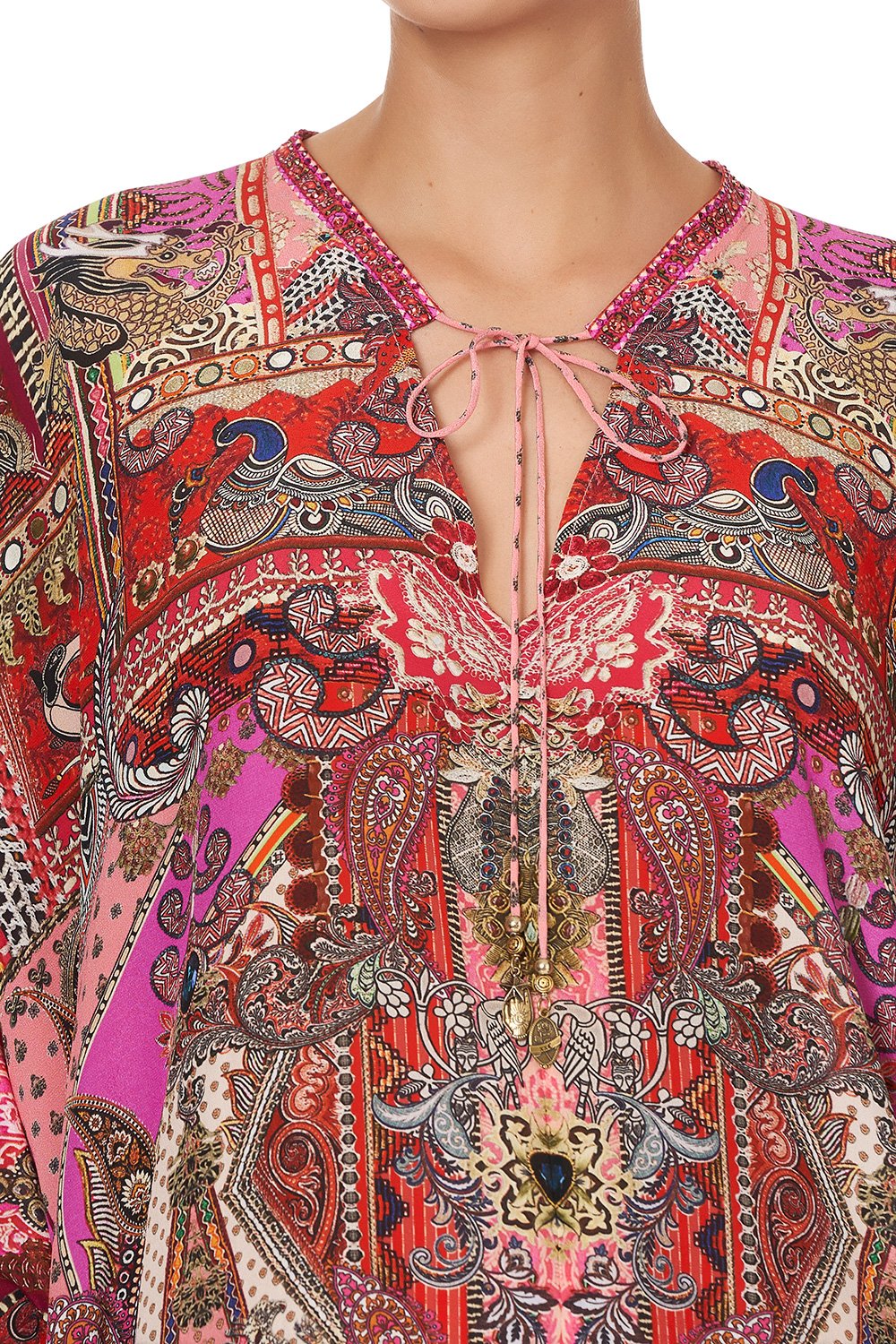 V-NECK DRESS WITH DRAPED BACK LOTUS LOVERS