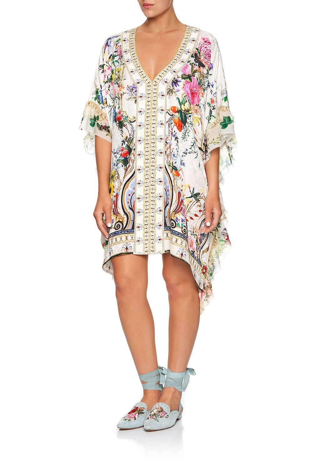 CAMILLA V-NECK KAFTAN WITH RUFFLE SLEEVE BOHEME