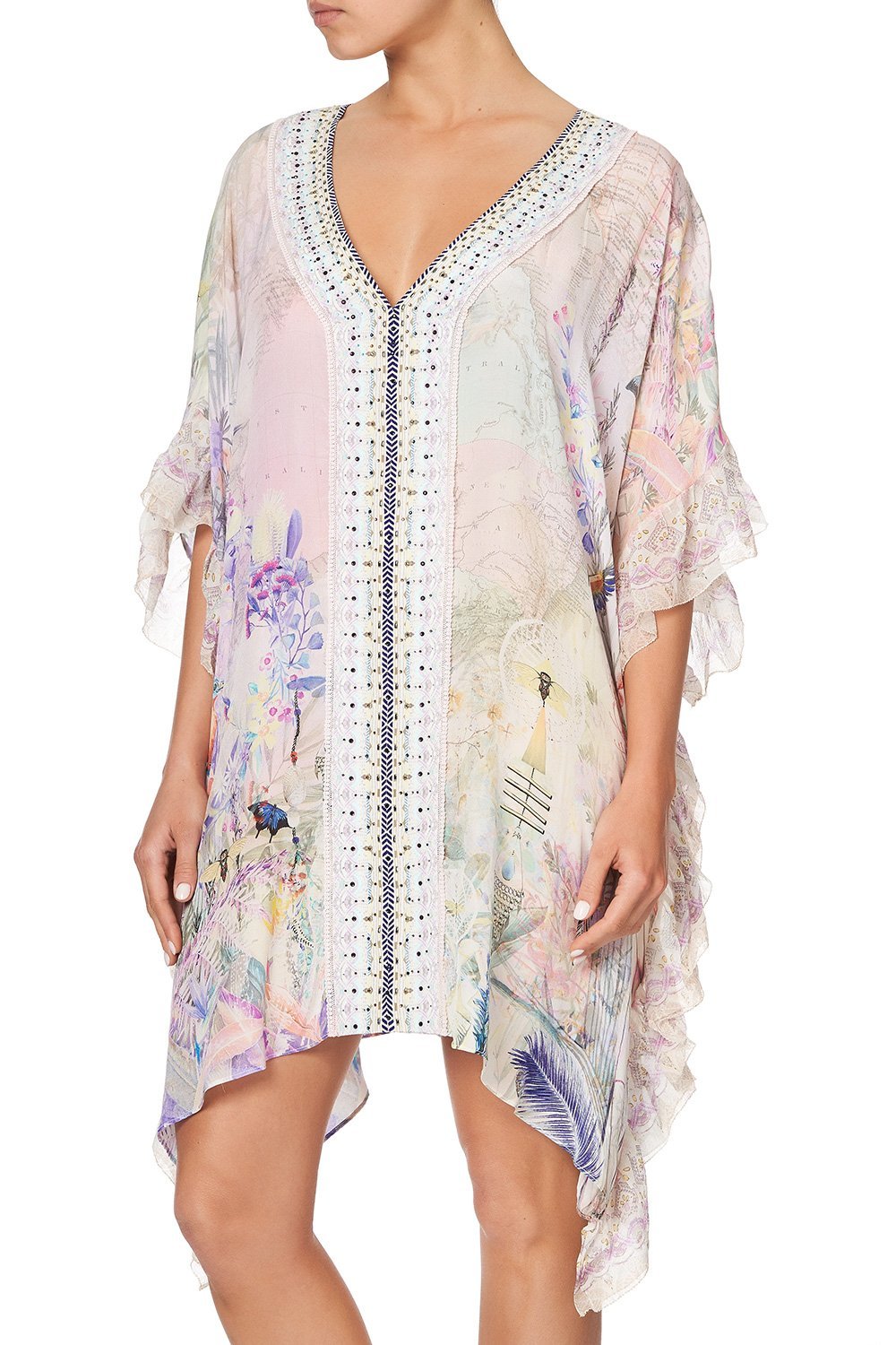 V-NECK KAFTAN WITH RUFFLE SLEEVE MERMAID MILLA