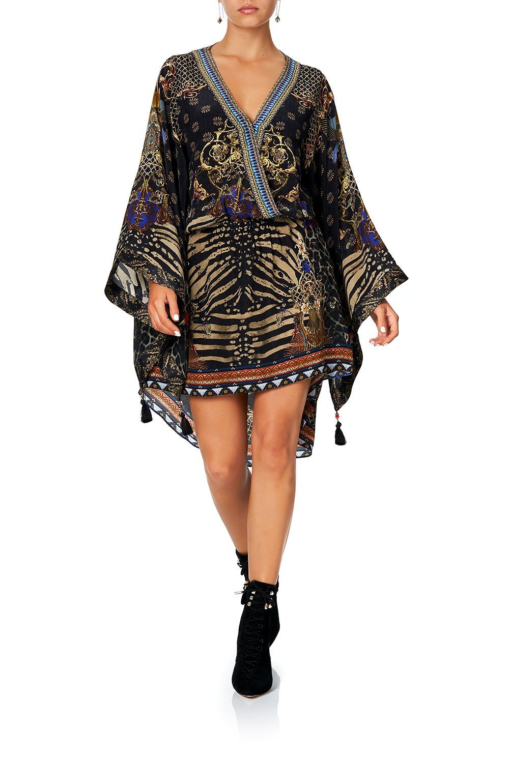 CAMILLA V NECK KIMONO DRESS WITH TIE THE NIGHT WE MET