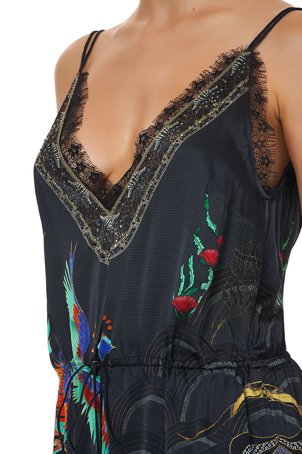 V-NECK LACE PLAYSUIT WISE WINGS
