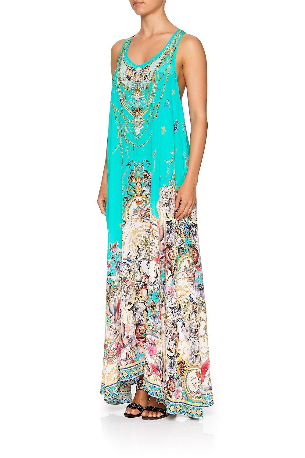 CAMILLA V NECK RACER BACK DRESS FLORAISON