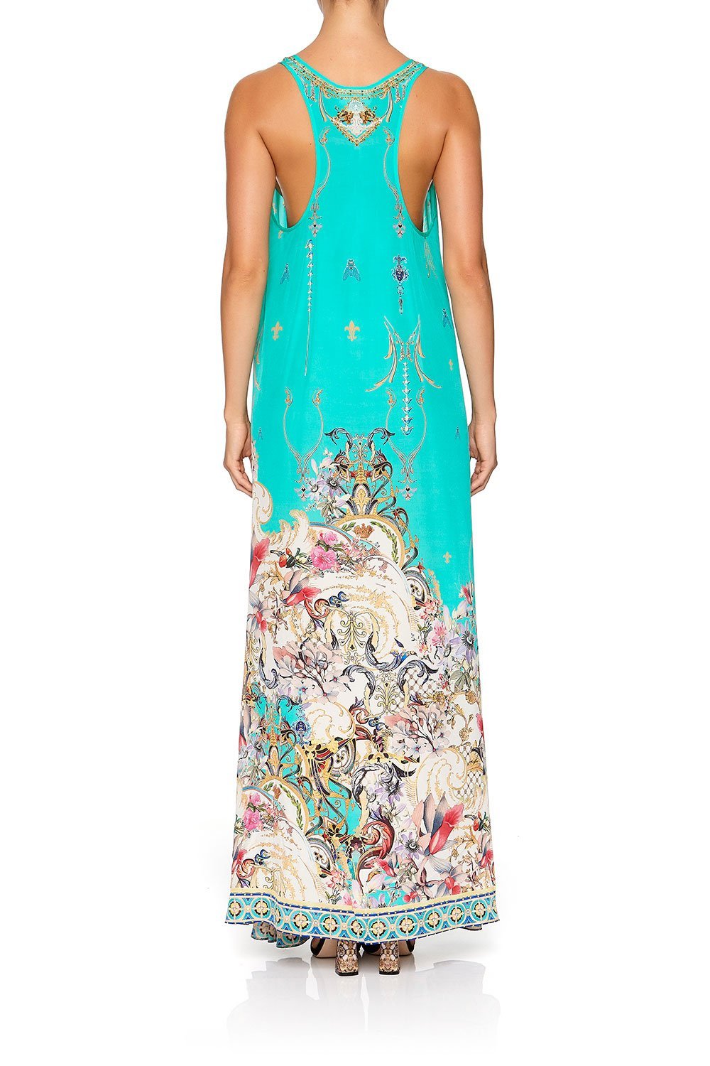 CAMILLA V NECK RACER BACK DRESS FLORAISON