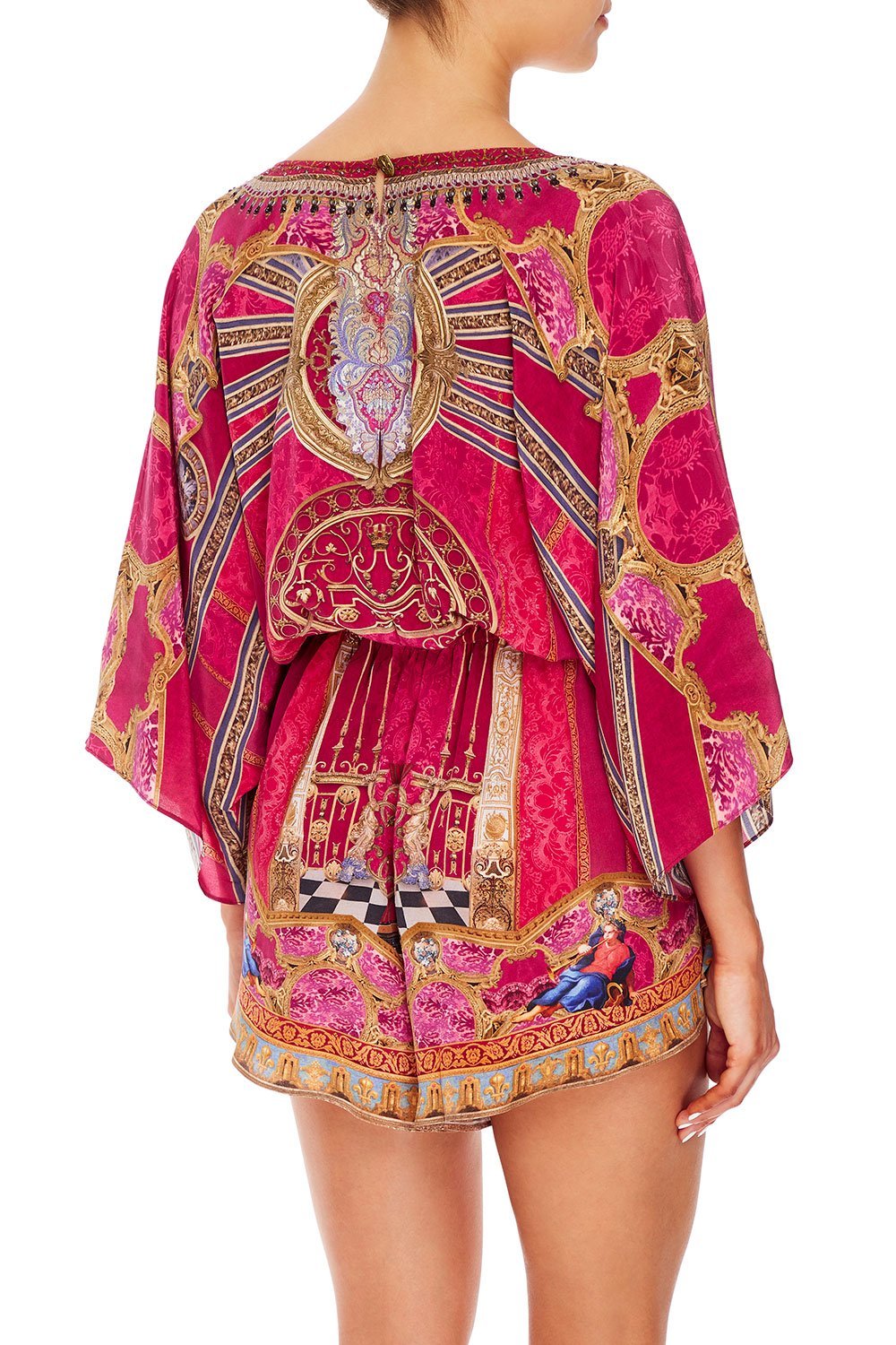 CAMILLA V-NECK ROMPER WITH SQUARE SLEEVE LOUNGE HOUR