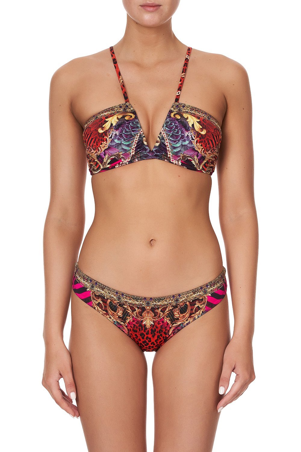 V NECK ROUCHED BANDEEU SLAVE TO THE RHYTHM