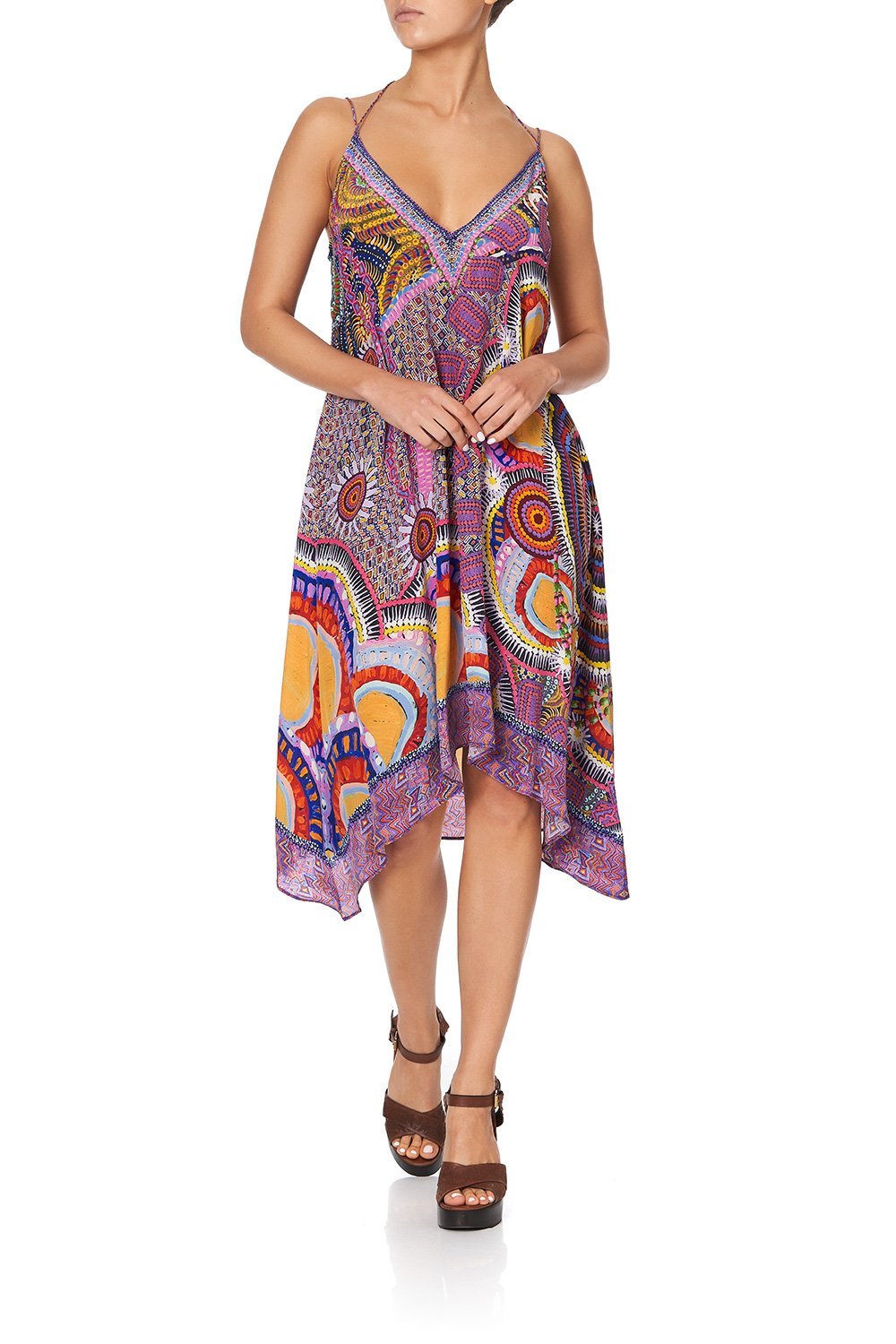 V-NECK STRAPPY FLARE DRESS WARLU DREAMING