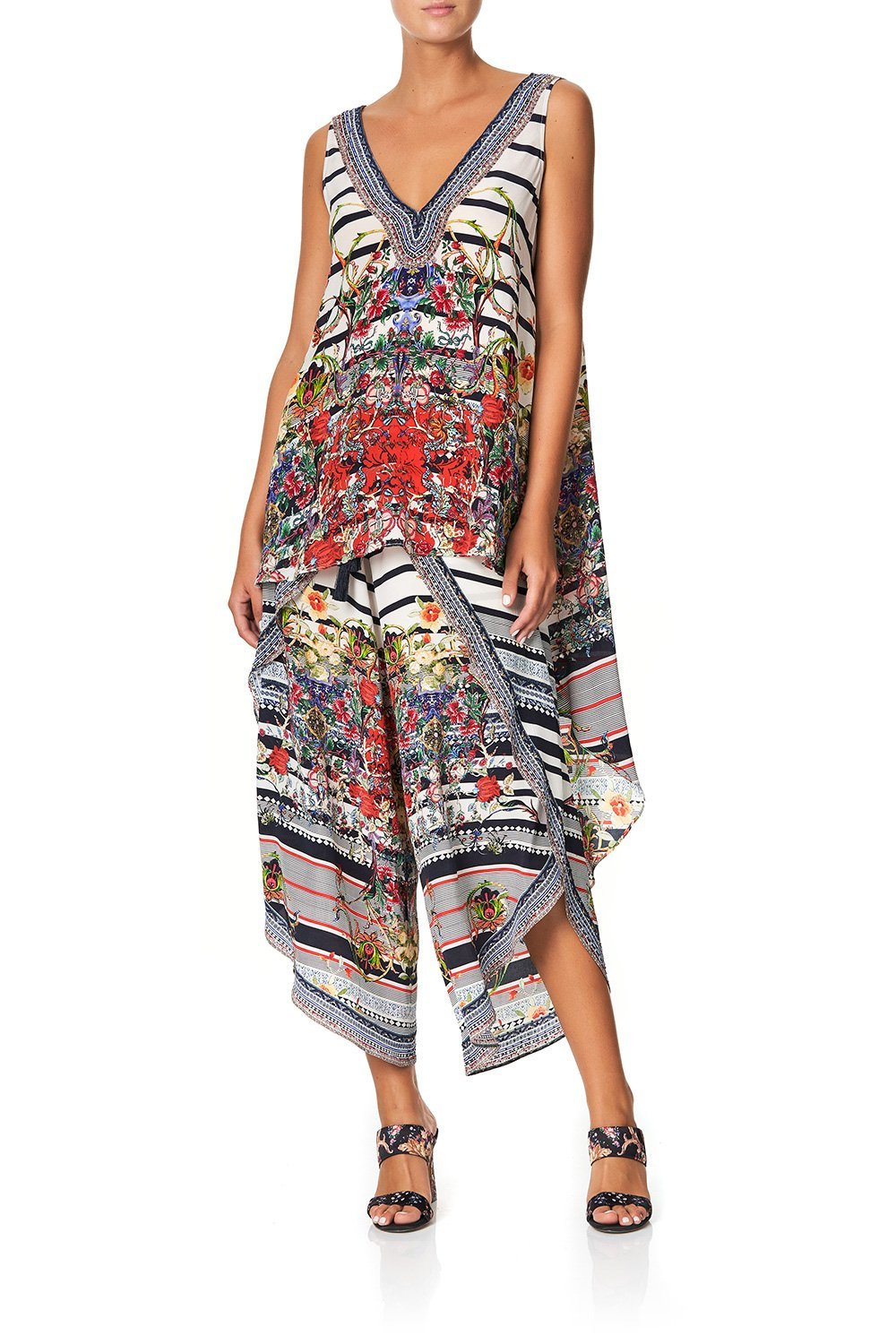 CAMILLA V NECK TOP WITH SPLIT BACK JOIE DE VIVRE