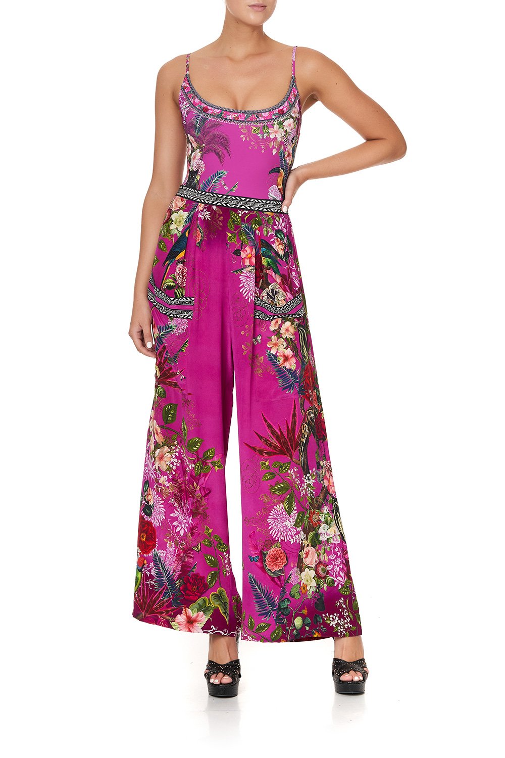 WIDE LEG TROUSER WITH FRONT POCKETS JUNGLE LANGUAGE