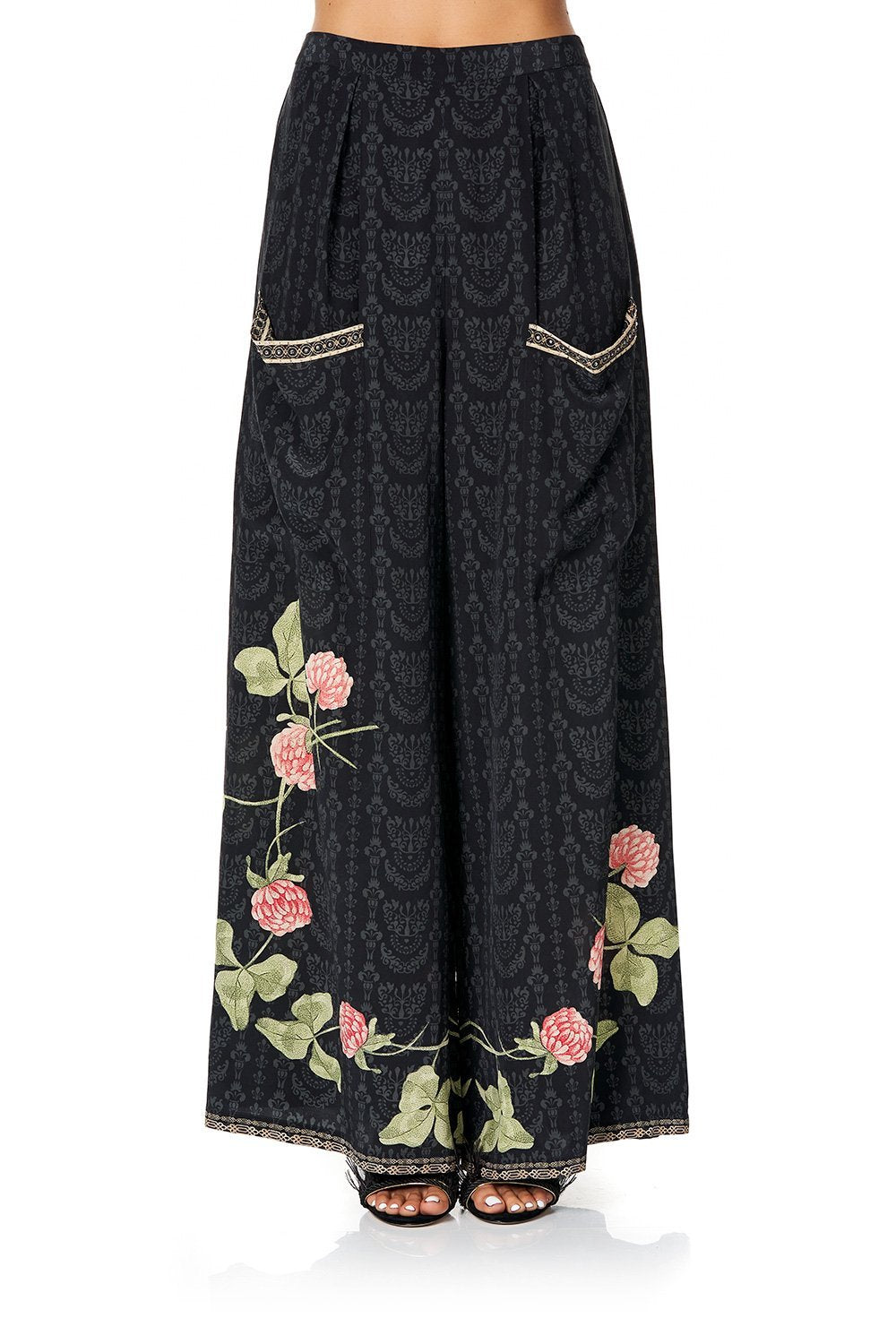 CAMILLA WIDE LEG TROUSER WITH FRONT POCKETS PROVINCIAL PETAL