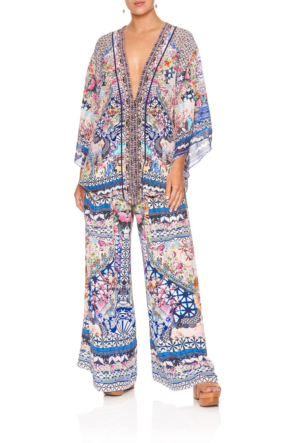 WIDE LEG TROUSER WITH POCKETS SHIBORI SHORES