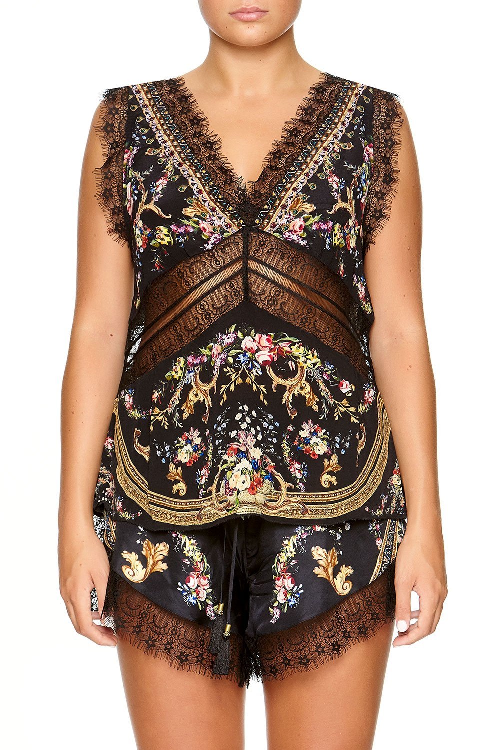 CAMILLA WIDE STRAP LACE CAMI FRIEND IN FLORA