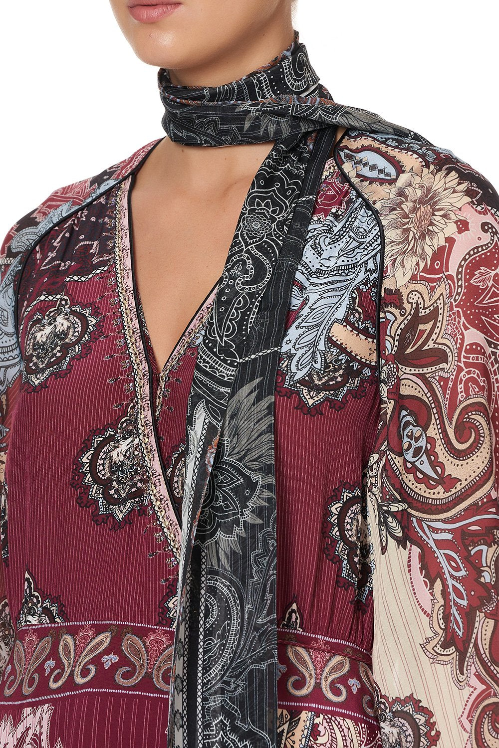 WRAP DRESS WITH NECK TIE TALE OF THE FIRE BIRD