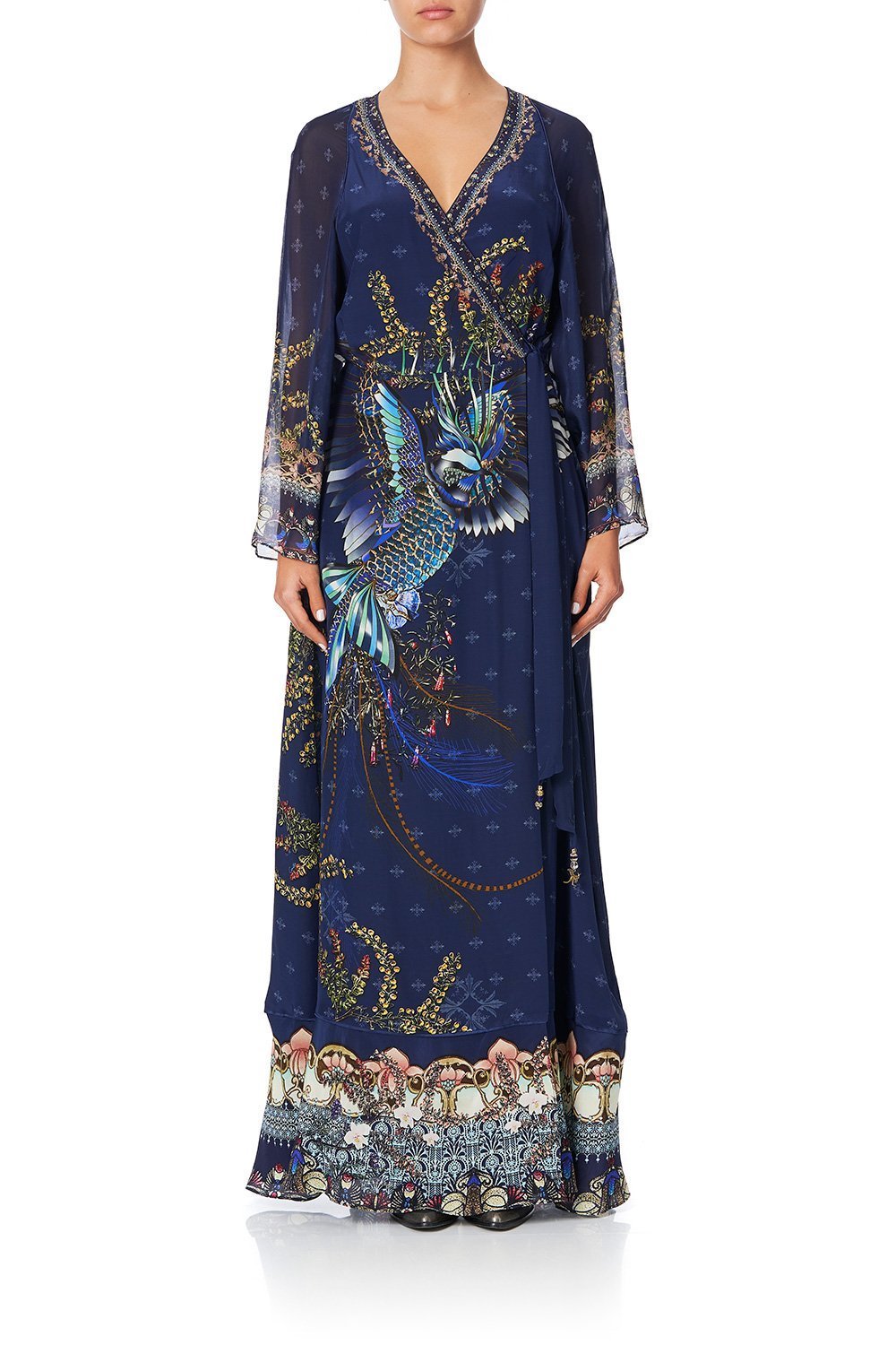 WRAP DRESS WITH PIPING DETAIL SOUTHERN TWILIGHT