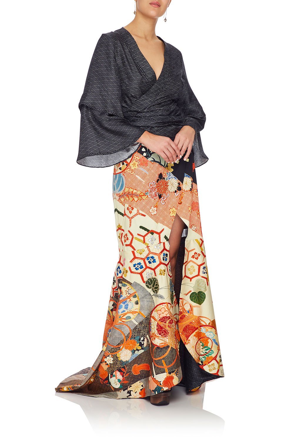 CAMILLA WRAP SKIRT WITH FRONT TUCKS KISSING THE SUN