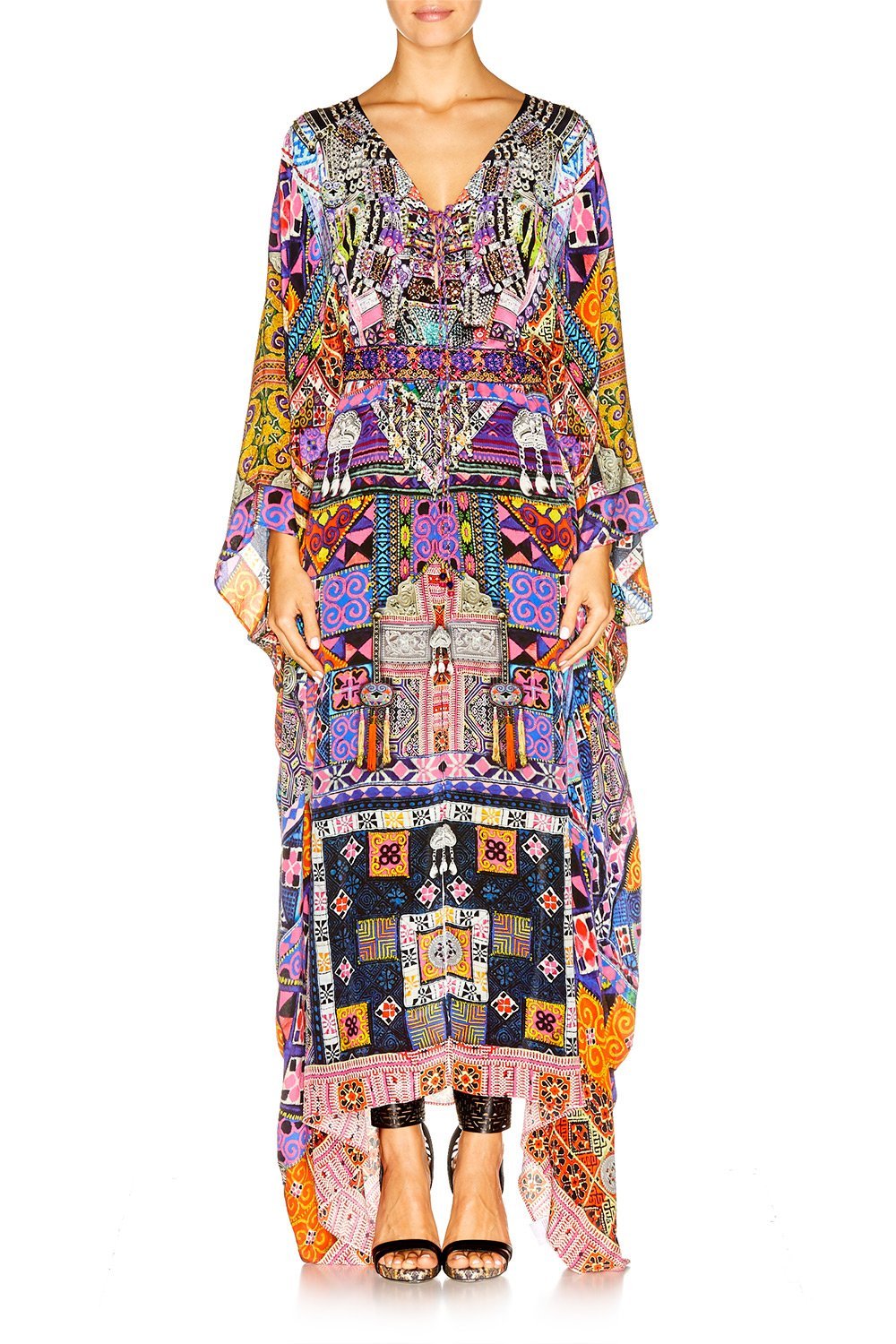 PATCH ME UP SPLIT HEM LACE UP KAFTAN